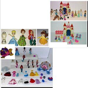 POLLY POCKET DISNEY Dolls Castles Princess Figures Carriage- &